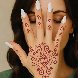 VOORKOMS Artistic Combo Mehndi Stencil Stickers for Elegant Hand Art Pack Of 2 image 3