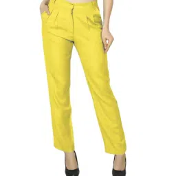 PATRORNA Yellow High Rise Straight Fit Trousers-picture-31