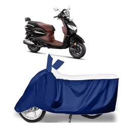 Auto Pearl Two Wheeler Cover for Hero Pleasure+ 110 - White, Blue-picture-29