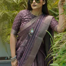 KALINI Purple Printed Silk Blend Sarees image 3