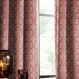 CASABLEU Maroon Set of 2 Geometric Long Door Curtain image 4