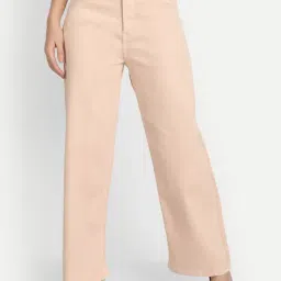 Angelfab Beige Cotton Relaxed Fit High Rise Jeans-picture-4