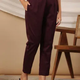 Juniper Plum Solid Lycra Women Drawstring Pants With Single Side Pocket image 4