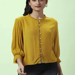 People by Pantaloons Mustard Regular Fit Top-image-8