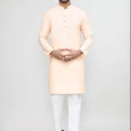 HERE&NOW Men Regular Pure Cotton Kurta with Trousers-picture-25