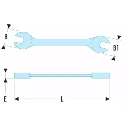 Facom Double Ended Open Spanner, 6 x 7mm, Metric, Double Ended, 148 mm Overall, 31.6X7 image 2