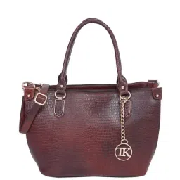 Teakwood Leathers Maroon Textured Medium Handbag-image-99