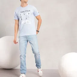 Nautica Men Slim Fit Low Distress Light Fade Stretchable Jeans image 2