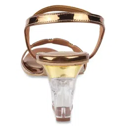 Mochi Women's Antique Gold Ankle Strap Sandals image 5