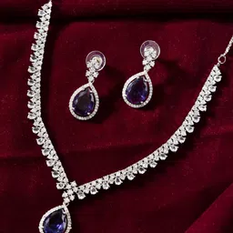 Anouk Silver Plated American Diamond Studded Jewellery Set-picture-21