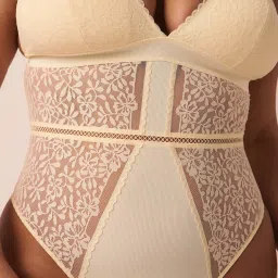 La Vie En Rose Mesh Lace Teddy Cheeky - Yellow image 3