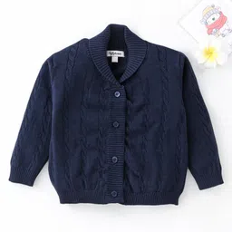 ToffyHouse Full Sleeves Cardigan Solid Colour - Navy Blue-image-39