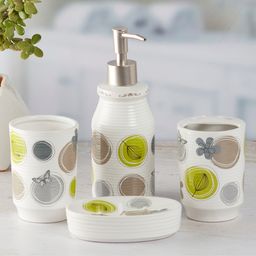 Kookee Ceramic Bathroom Set of 4 with Soap Dispenser (8295)-picture-47