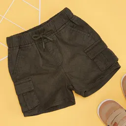 Pantaloons Baby Cotton Solid Shorts - Olive Green-image-51