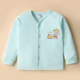 Tango Interlock Knit Full Sleeves Jhabla With Teddy Bear Print - Aqua Blue-picture-37