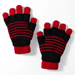Model Knitted Striped Gloves - Red-picture-36