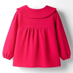 Babyhug 100% Cotton Knit Full Sleeves Top with Floral Embroidery - Red image 2