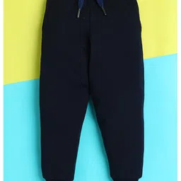 Knitting Doodles Terry Knit Pack Of 2 Solid Track Pants - Navy Blue & Yellow image 3