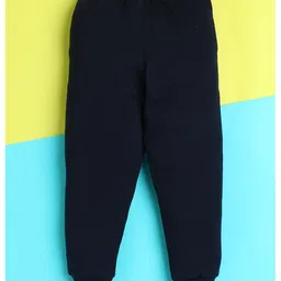 Knitting Doodles Terry Knit Pack Of 2 Solid Track Pants - Navy Blue & Yellow image 4