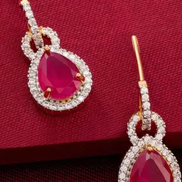 Kushal's Fashion Jewellery Gold Plated Zircon Studded Classic Drop Earrings-picture-14