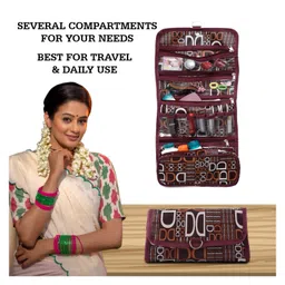 Kuber Industries Hanging OrganizerRexine Makeup Travel OrganizerFoldable D Print Cosmetic BagBathroom Organizer KitToiletry Bag for Men & WomenPack of 2,Multi, image 5