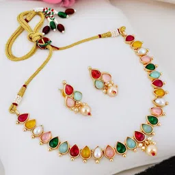 LUCKY JEWELLERY Gold-Plated Beaded Jewellery Set-picture-33