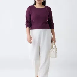 Gia by Westside Plum Knit Textured Sweater image 3