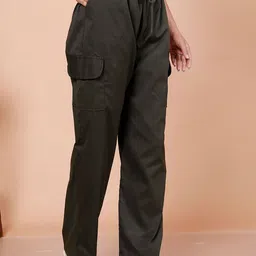 GRX Women Relaxed Straight Leg Easy Wash Cargos Trousers-picture-29