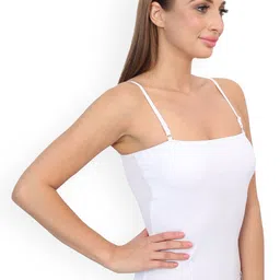 Glamoras Pack of 2 Padded Adjustable Strap Camisoles GL-CAMISOLE-2028-BEIGE-WHITE-M image 3