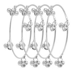 Shining Jewel - By Shivansh Set Of 4 Silver-Plated Ghungroo Design Bangles-picture-11