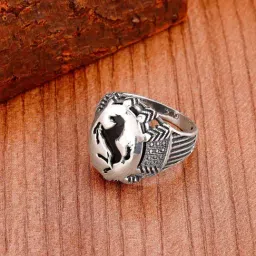GIVA 92.5 Sterling Silver HorseRing for Men-image-13