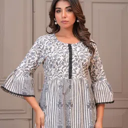 ANEKYA Floral Printed Flared Sleeves Pure Cotton Kurti-picture-28