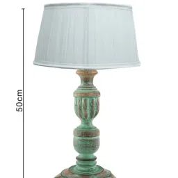 Homesake White & Green Wood Rustic Algae French Trophy Carved Table Lamp image 4