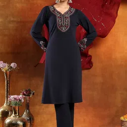 Nayam By Lakshita Women Ethnic Motifs Embroidered Regular Thread Work Kurta with Trousers & With Dupatta image 2