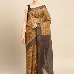 SHANVIKA Paisley Printed Pure Cotton Block Print Saree image 2