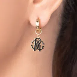 Roberto Cavalli Golden RC Logo Dangler Earrings - Set of 2-image-28
