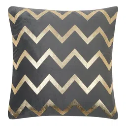 HOSTA HOMES Grey & Gold-Toned Set of 5 Geometric Velvet Square Cushion Covers image 4