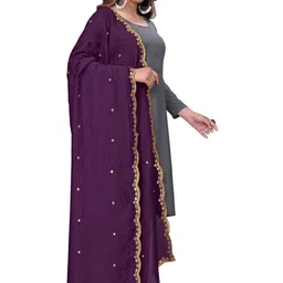 Kemza Embroidered Ikat Dupatta with Mirror Work image 2