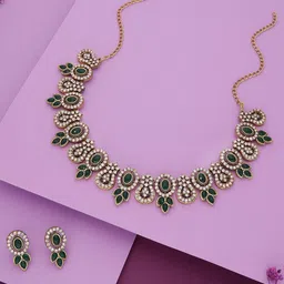 Brado Jewellery Brass Gold-plated Gold White Green Jewellery Set-picture-29