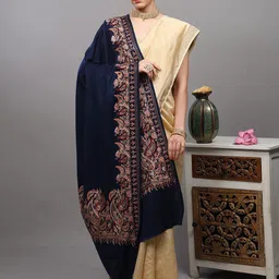 Exotic India Aari Embroidered Woollen Shawl From Amritsar With Paisleys Border image 3