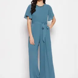 MADAME Teal Embellished Jumpsuit-picture-15