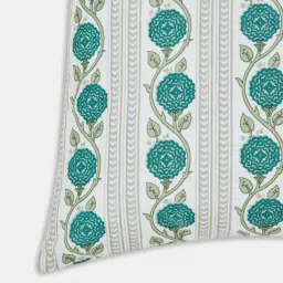 Fabindia Teal Aksh Printed Cotton Pillow Covers Set Of 2 image 5
