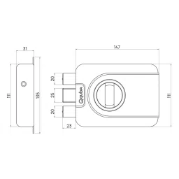 Quba Trident Dead Lock With Pull Handle Combo - 1 Side Key / Knob With Dimple Key ABM Finish, Q 240 image 2