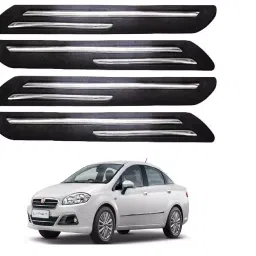 SCA Rubber Car Side Bumper Protector Guard with Double Chrome Strip for Fiat Linea All Model Black (Set of 4)-picture-13