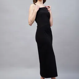 RARE Women Asymmetric Neck Cut-Outs Slits Sheath Maxi Dress image 4