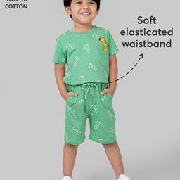 Hopscotch Boys Green Pure Cotton Printed Clothing Set-picture-15