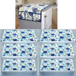 E-Retailer 7-Pcs Blue & White Printed Refrigerator Covers-image-22