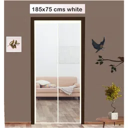 Classic Mosquito Net Magnetic Screen Fiberglass Mesh Curtain Patio Door With Full Frame Hook & Loop  - White-image-98