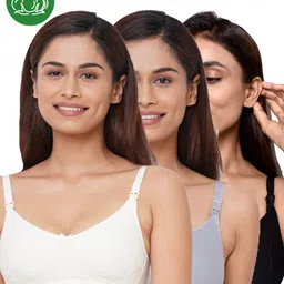 Inner Sense Organic Cotton Knit Pack Of 3 Solid Antimicrobial Maternity Bras With Nursing Access - Multi Colour-image-51