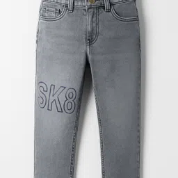 Pine Kids Denim Woven Full Length Jeans With Text Print - Grey-picture-12